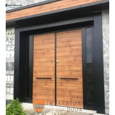 Adıyaman Çelik Villa Kapısı: Alcatraz 251 Ahşap Kaplamalı Çift Kanatlı Model