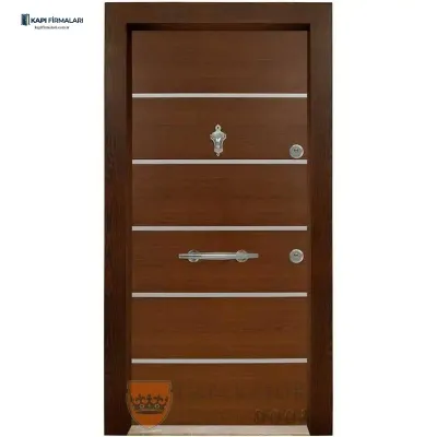Ahşap Dokulu Çizgi Detaylı Çelik Kapı Modeli 413