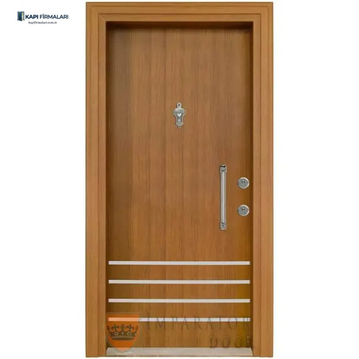 Ahşap Detaylı Kahve Panel Çelik Kapı