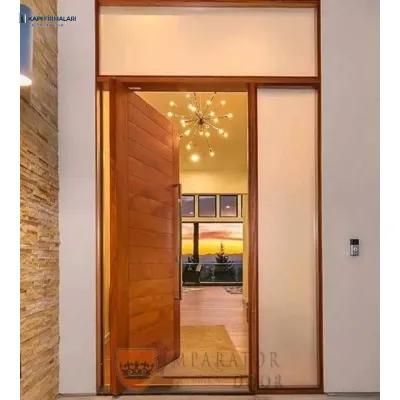Ahşap Dokulu Pivot Çelik Kapı 301: Modern Villalar İçin Estetik ve Güvenliğin Buluştuğu Nokta
