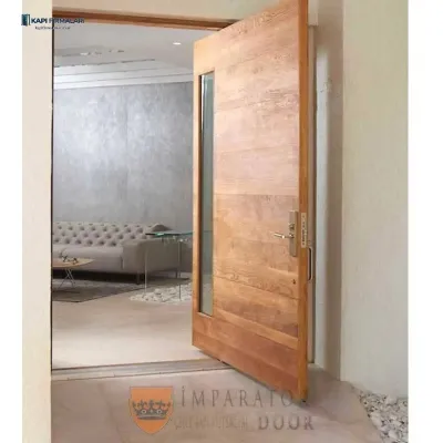 Ahşap Görünümlü Pivot Çelik Kapı 304 | Estetik ve Güvenliğin Zirvesi