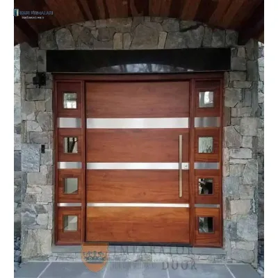 Modern Mimarinin İmzası: Ahşap ve Metal Detaylı Pivot Çelik Kapı 309