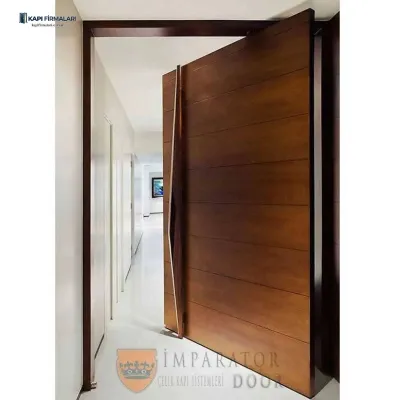 Ahşap Dokulu Modern Pivot Çelik Kapı 324