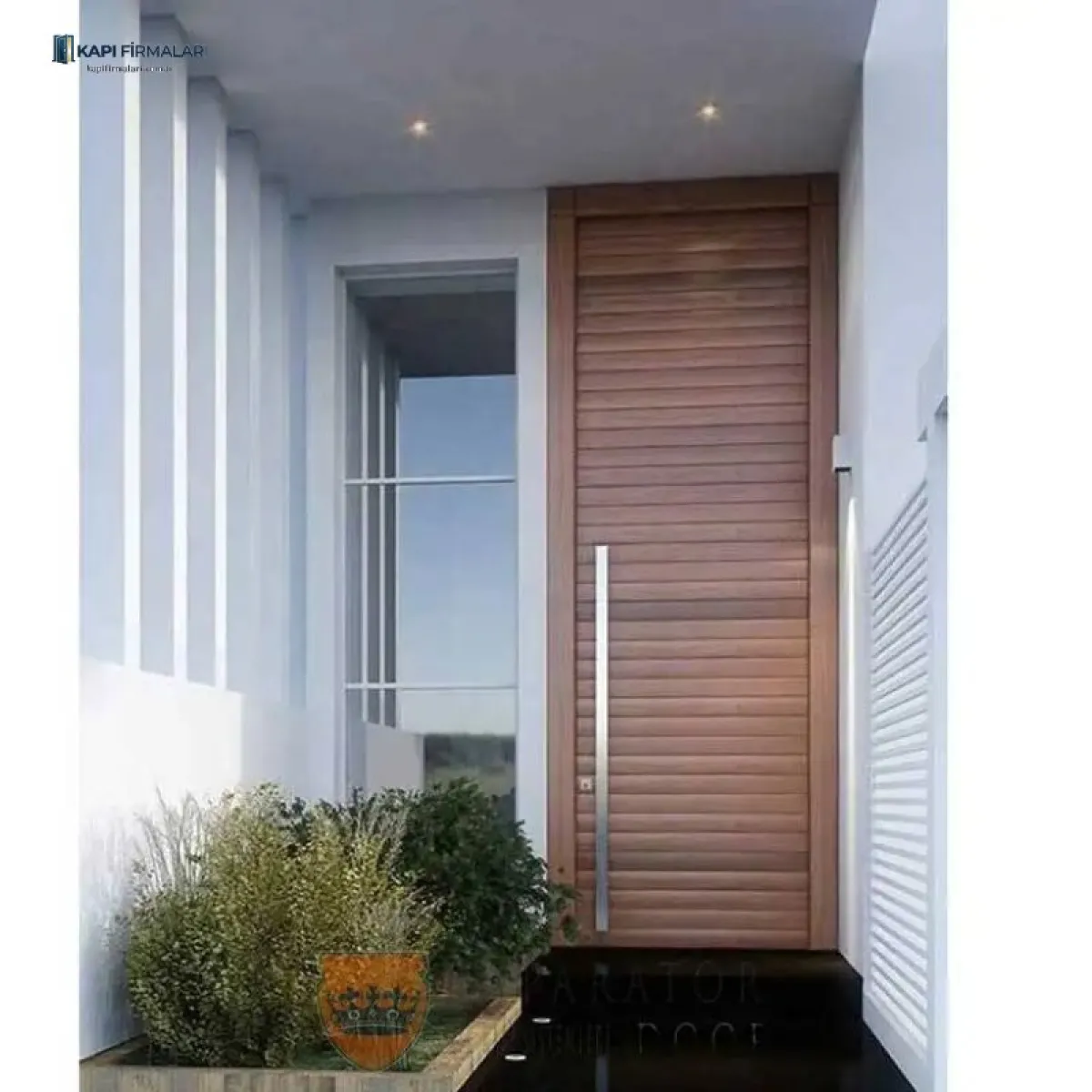 Pivot Çelik Kapı 325 | Ahşap Dokulu Modern Villa Kapısı