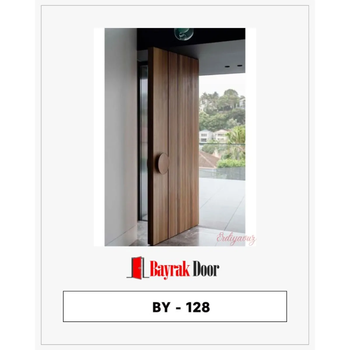 Ahşap Görünümlü Pivot Çelik Kapı BY-128