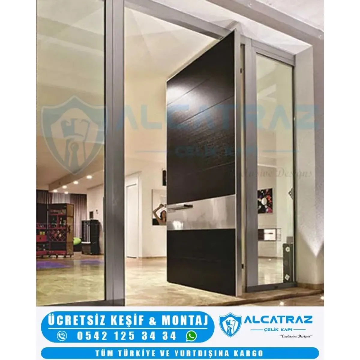 Modern Pivot Çelik Kapı Modeli - Geniş Girişler İçin Tasarım (Erd 1639)
