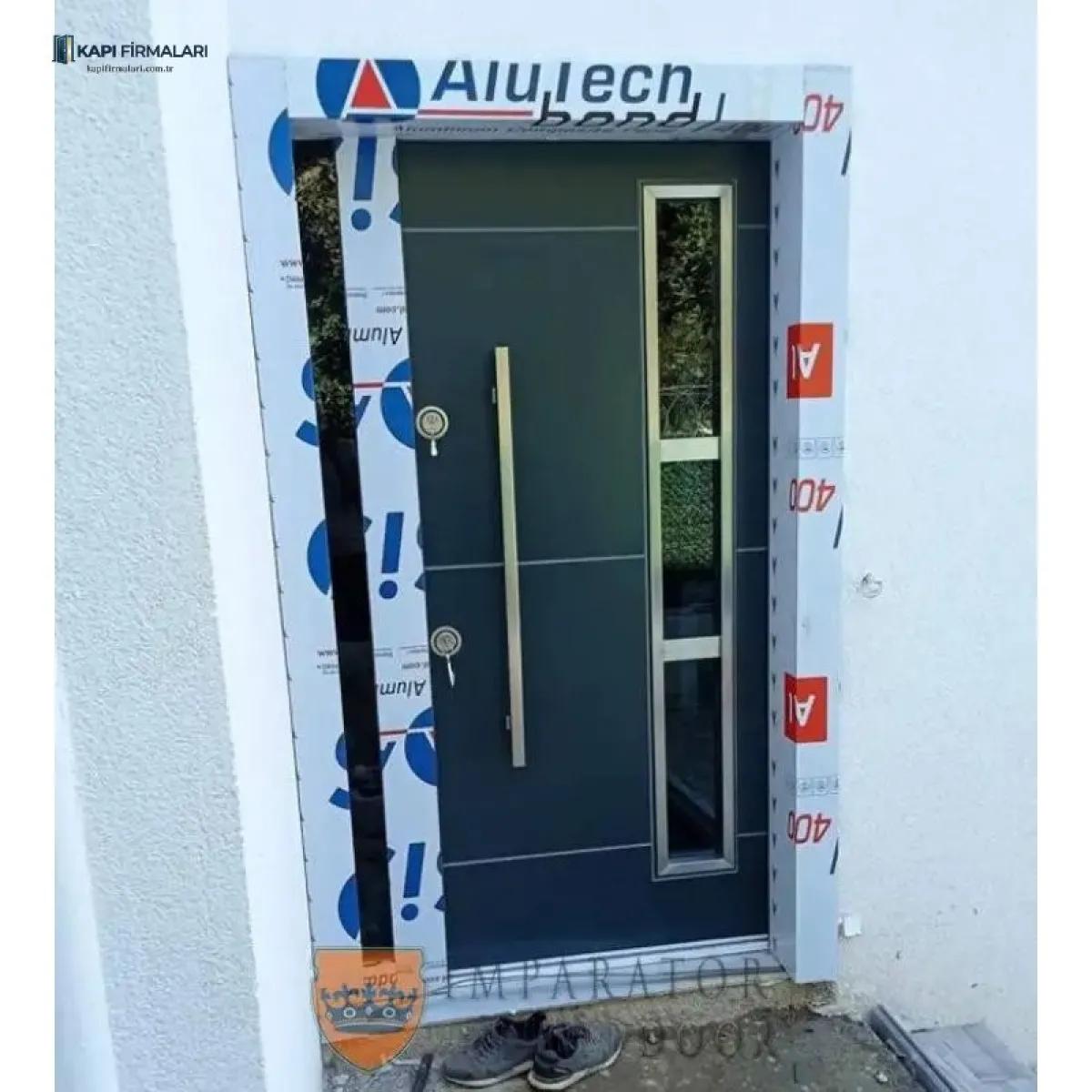 Model 161 Kıyı Bölgelerine Özel Antrasit Camlı Lüks Villa Kapısı