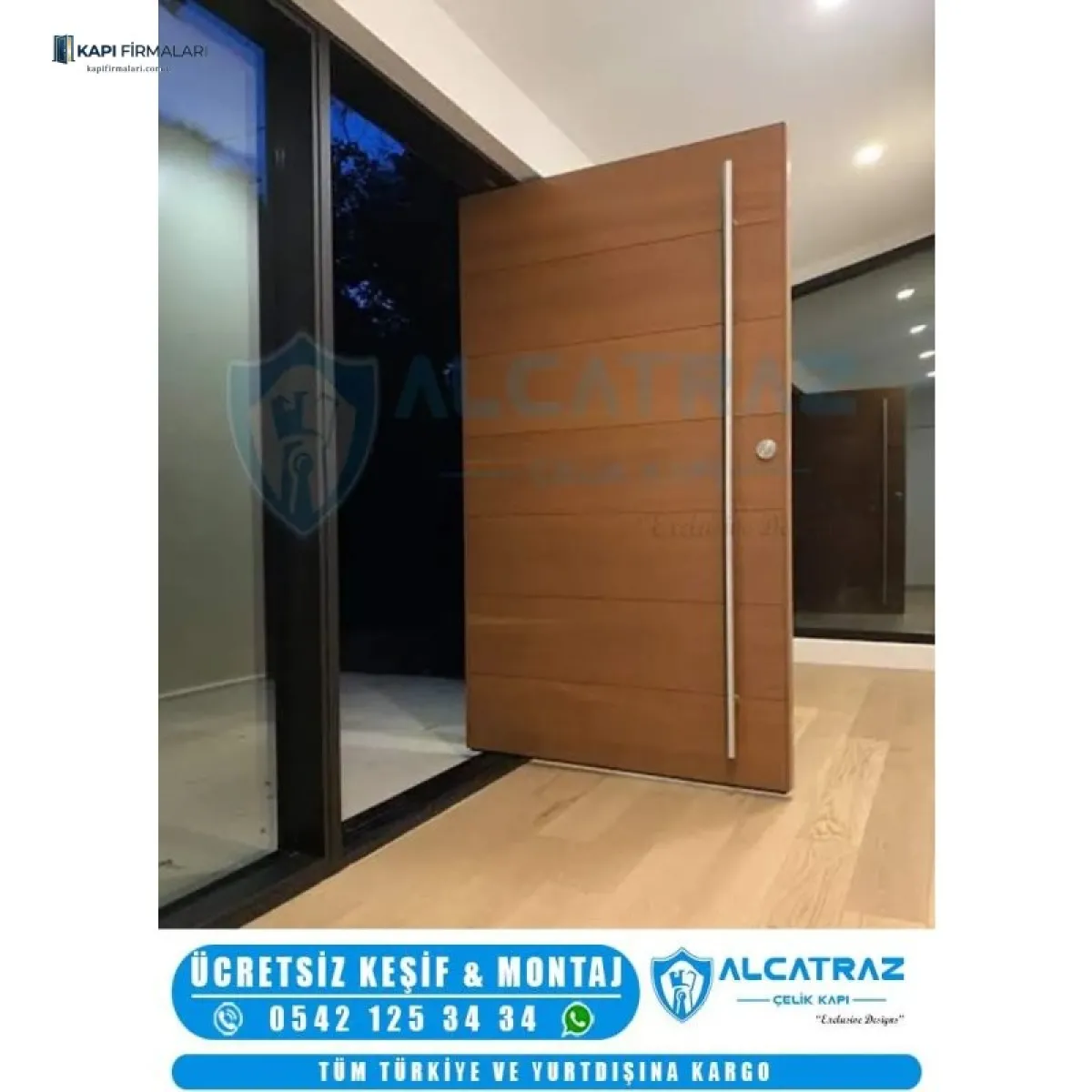 Modern Ahşap Görünümlü Pivot Villa Kapısı | Erd 1032