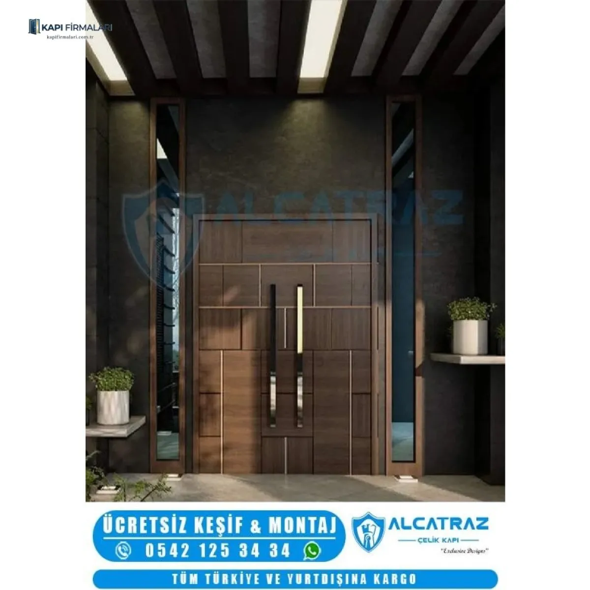 Modern Villa Kapısı ERD 1120 | Üst Düzey Güvenlikli Dış Mekan Çelik Kapı