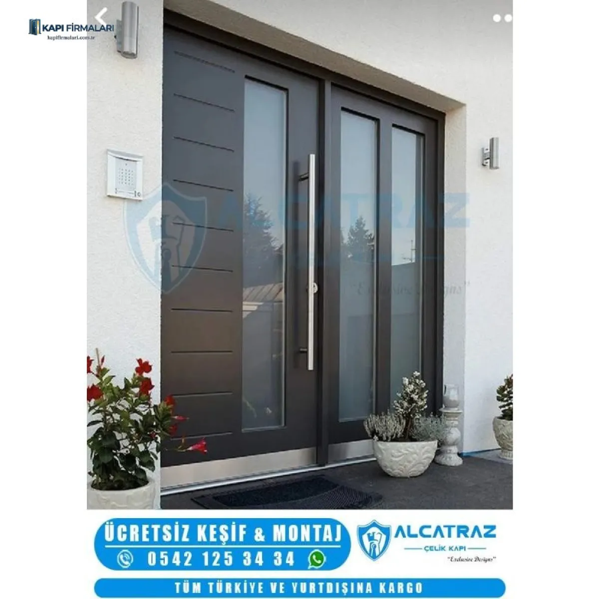 Villa Kapısı Modelleri Erd 1154 | Dış Mekana Dayanıklı Modern Çelik Kapı