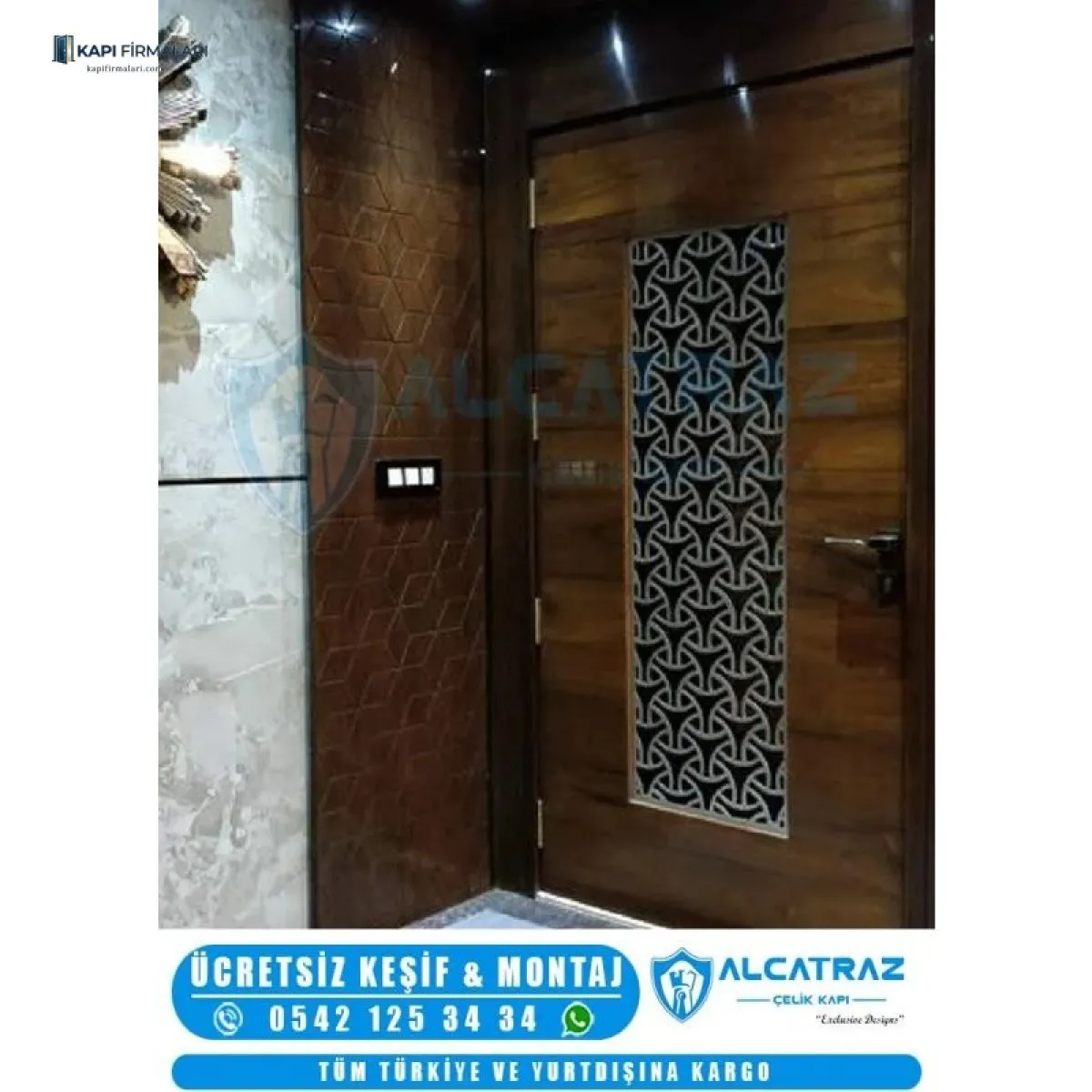 Villa Kapısı ERD 1158 | Ahşap Dokulu Kompozit Özel Tasarım