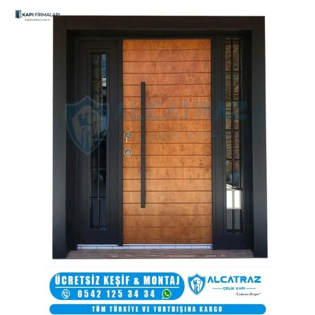 ERD 1218 Modern Villa Kapısı | Ahşap ve Metalin Kusursuz Uyumu