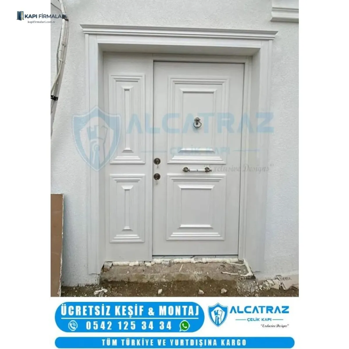Beyaz Klasik Tasarım Çelik Villa Kapısı - ERD 1228