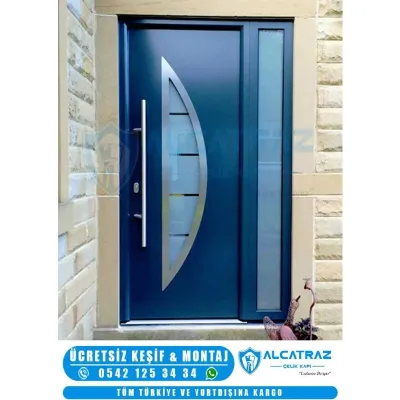 Modern Cam Detaylı Dış Cephe Çelik Villa Kapısı - ERD 1314